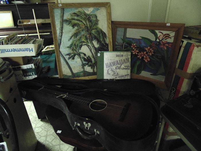 Guitar, hawaiian oil painting