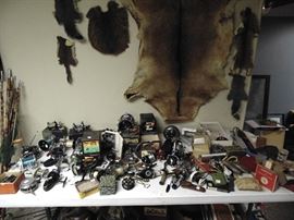 Vintage fishing reels and poles