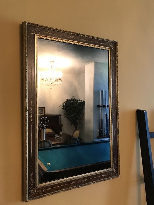 Smoked mirror with gilded wood frame. 39" X 26 1/2". $150