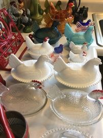 Great collection of glass vintage chickens