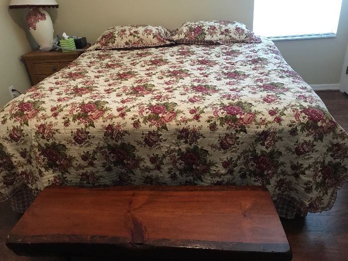 King bed, Solid wood bench 
