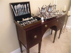 GODINGER PLATED FLATWARE, SERVICE FOR 12,      144 PCS + 6 SERVING PCS + BOX!!