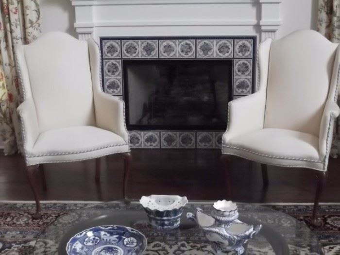 Pair of Wing Chairs and Decorative