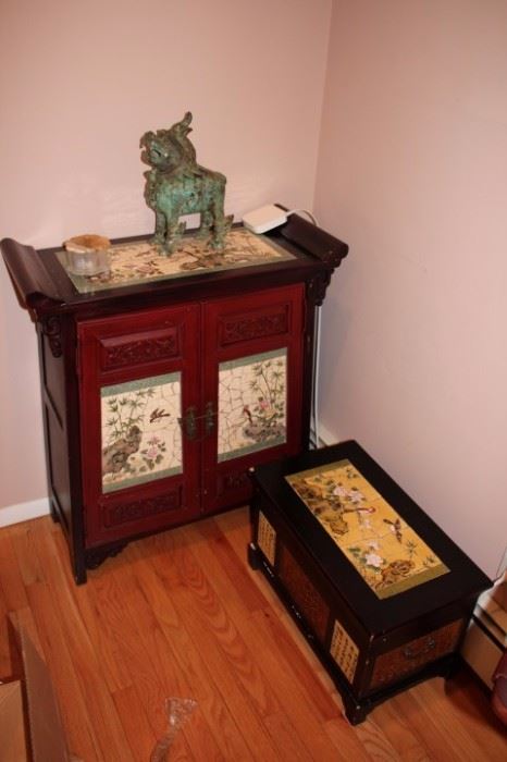 Cabinet & Chest with Asian Influence and Decorative