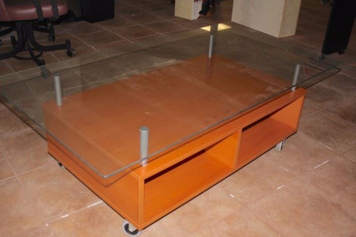 Wood and Glass Contemporary Coffee Table