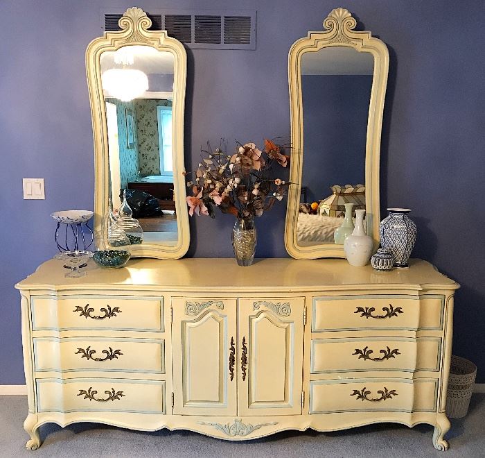 Excellent White Fine Furniture Co Dresser with His & Hers Mirrors