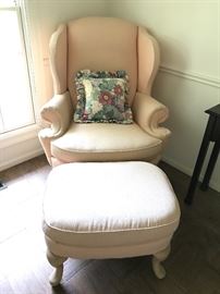 Peach Arm Chair with Ottoman