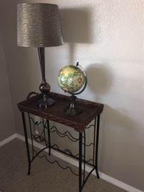 Wicker topped Side Table/Wine Rack