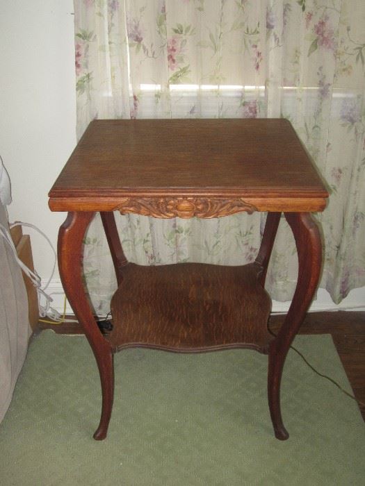 Carved oak side table