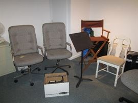 Office Chairs, Music Stand, Director Chair, File Cabinets