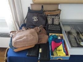 Gucci, Coach, D&G, Hartman Purses, Scarves