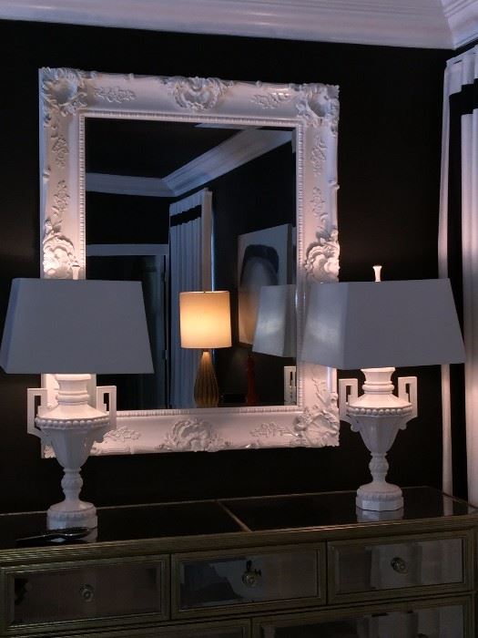 2 LARGE WHITE LACQUER MIRRORS