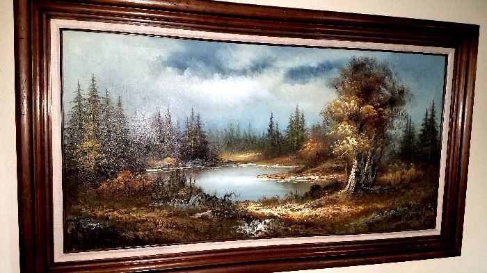 Large scenic framed oil painting
