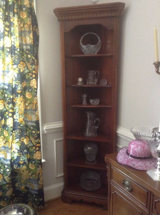 Corner unit filled with cut crystal. We have a huge collection of both old and new crystal.