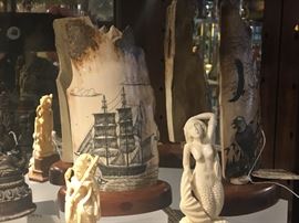Antique Mammoth Ivory carvings, circa. 1800's, beautiful pieces!!