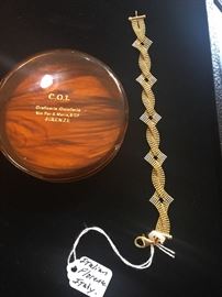 Heavy Ladies 18k white & yellow gold bracelet. Made in Florence, Italy