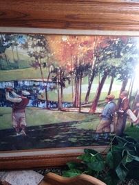 Vintage golfers framed art
