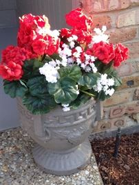 One of two concrete planters