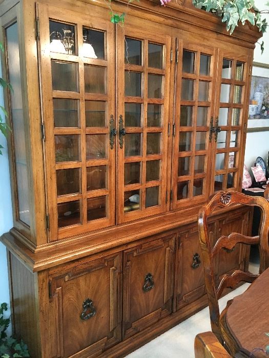 Beautiful china cabinet with linen & silver drawers. 