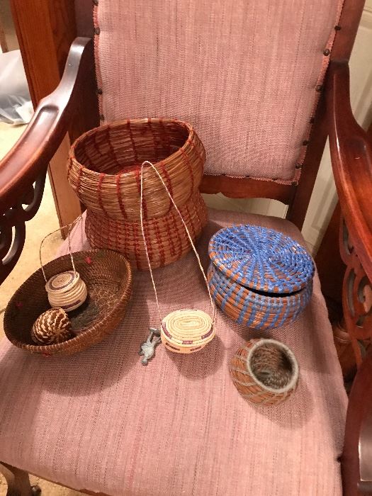 A very nice collection of hand woven pine straw baskets