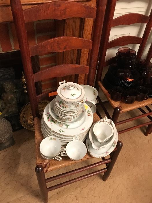One of many sets of China. From everyday to beautiful hand painted pieces . This nice set is from the late 1940s.