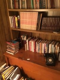 Sets of books from so many different eras, children's books and a great old telephone.