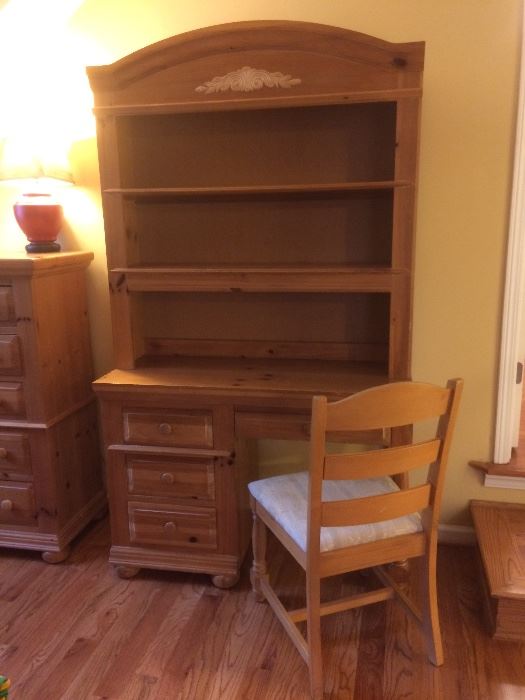 Broyhill student desk with chair, shown with desk hutch / bookcase 
