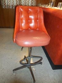 Mid Century Chrome Craft, Burnt Orange Tufted Bar Stool, Foot Rest