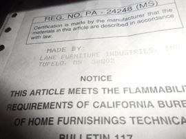 Lane Furniture Label