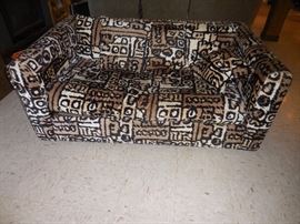 GROOVY...MCM Abstract Cloth Cut Out Fabric Love Seat. Rowe Fashion Furniture
