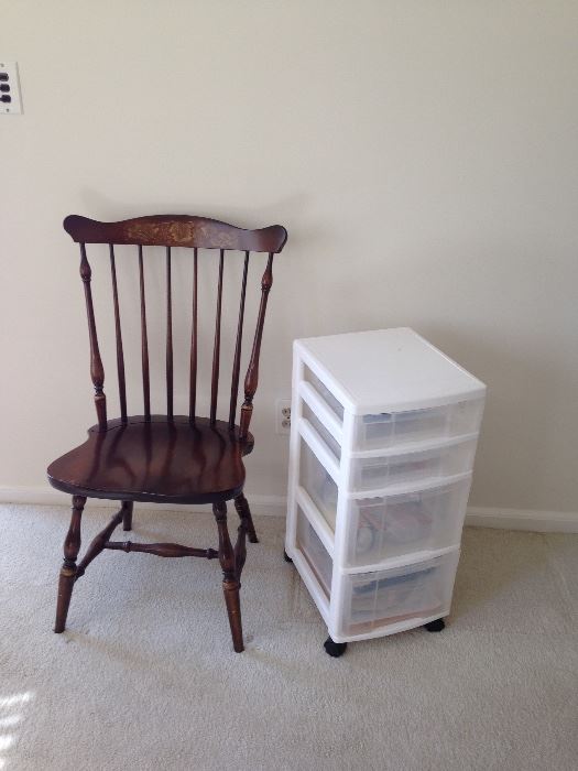 Solid wood chair and rolling storage cabinet!