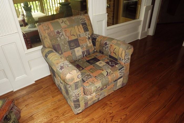 Upholstered patterned club chair (2 available)
