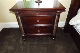 Master bedroom suite with 4-poster bed, night stands (2), chest of drawers, armoire, tv console table