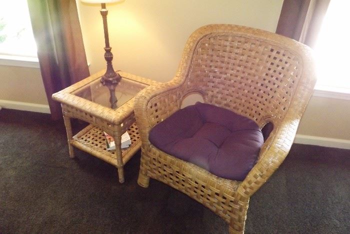 Wicker chair and end table