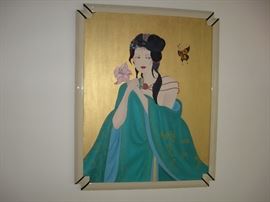 Butterfly with Lilly girl - large oil and acrylic on linen by Ciro Robustelli, owner.