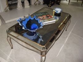 Mirrored and smoked glass coffee table