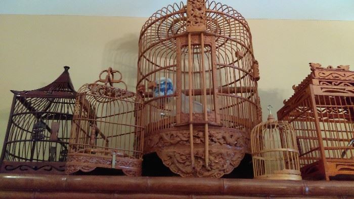 Multiple wooden hand made bird cages. $20-$120