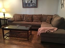 Sectional, coffee table, side table