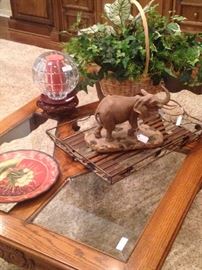 Large glass top coffee table