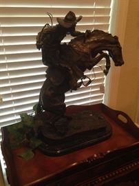 Frederick Remington cowboy bronze statue