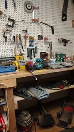 Assorted woodworking tools. 