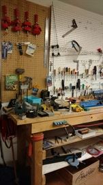Assorted woodworking tools. 