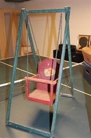 Wooden doll swing