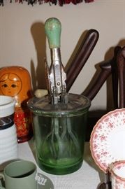 Green depression glass beater