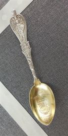 Ca.1892 Antique Masonic Knights Templar- 27th Conclave, Pittsburg PA- Gold-Gilt Sterling Silver Commemorative Spoon