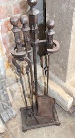 Antique 19th Century Arts & Crafts Period "Bradley and Hubbard" Firetools (Fire Tools); Circa 1870-1890