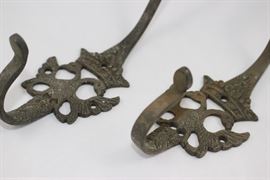 Authentic Pair of ROYAL English/British Coat Hooks w/ Double Swans Beneath Crown Royal Crest/Coat of Arms; acquired from the Collection at a British Estate for Families of Upper Nobility, "Hooton Pagnell Hall" (Circa Early 19th Century)