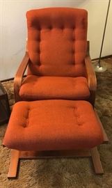 MCM teak bentwood lounge and ottoman. 1960s