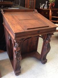 Carved Oak Captain's Davenport