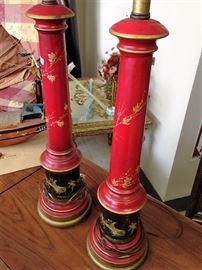 Pair of Metal Oriental Table Lamps